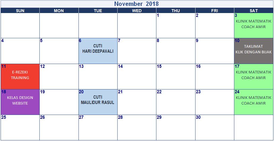 jadual-kelas-nov-2018