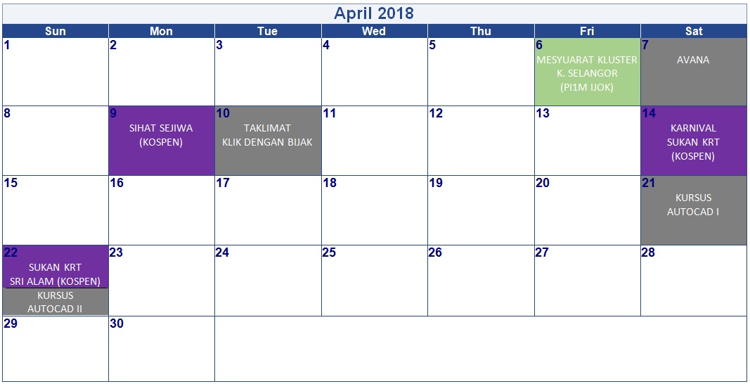 jadual-kelas-april-2018