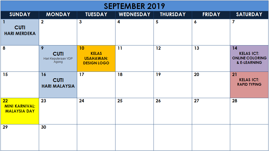 9 Kalendar Sept 2019